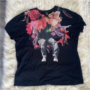 Diesel Graphic Print T-Shirt Multi-Color on Black sz XL